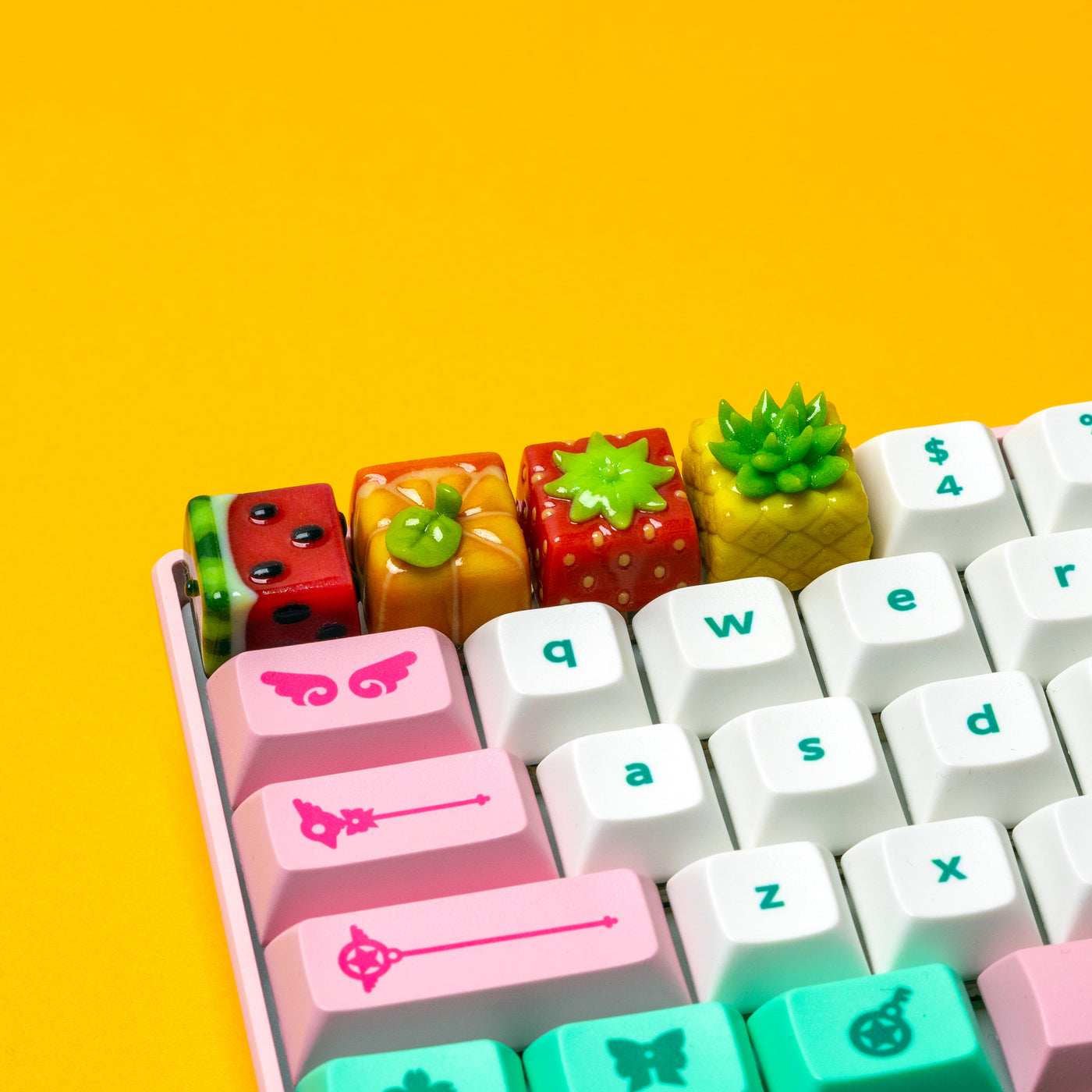 Fruit Artisan Keycaps on a Mechanical Keyboard
